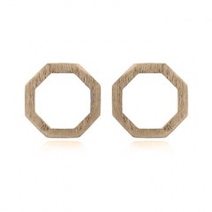 Octagon Yellow Gold Plated Stud Earrings by BeYindi 