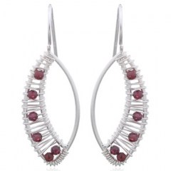 Embellished Marquise 925 Silver With Garnet Drop Earrings by BeYindi