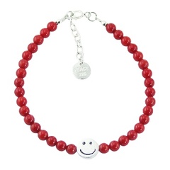 Polished Round Bead Bracelet with Sterling Silver Happy Face Bead by BeYindi