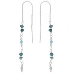 Simply Alluring Turquoise With Amazonite Threader earrings 925 Silver by BeYindi