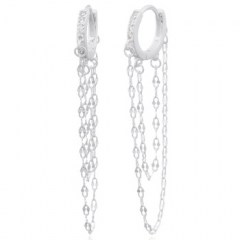 Captivating CZ Huggie Chain Drop 925 Silver Earrings by BeYindi