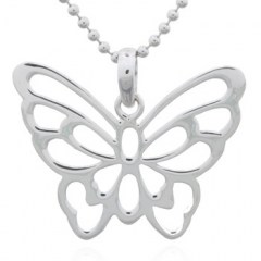 Flat Butterfly Sterling Silver Pendant Open Spaces by BeYindi