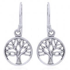 Small Tree of Life Dangle Earrings Casted Sterling Silver by BeYindi