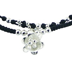 Sterling Silver Flower Charm and Beads on Double Macrame Bracelet by BeYindi 2