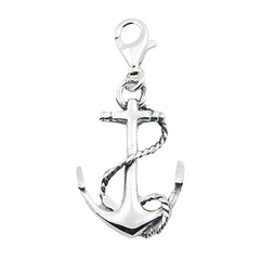 Nautic themed openwork twisted rope anchor polished sterling silver charm by BeYindi