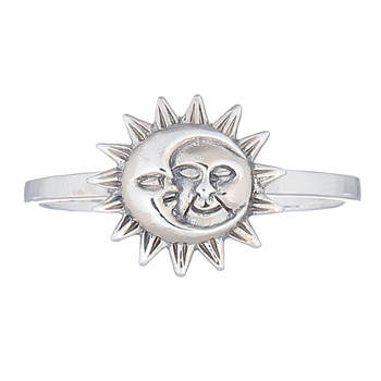 Crescent Moon And Sun 925 Silver Ring by BeYindi 