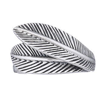 Ornate Sterling Silver Ring Layered Double Palm Leafs by BeYindi 
