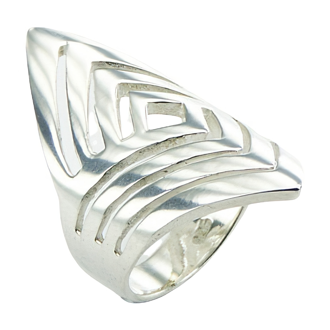 Stylish Open Diamond Shaped Openwork Silver Designer Ring by BeYindi 