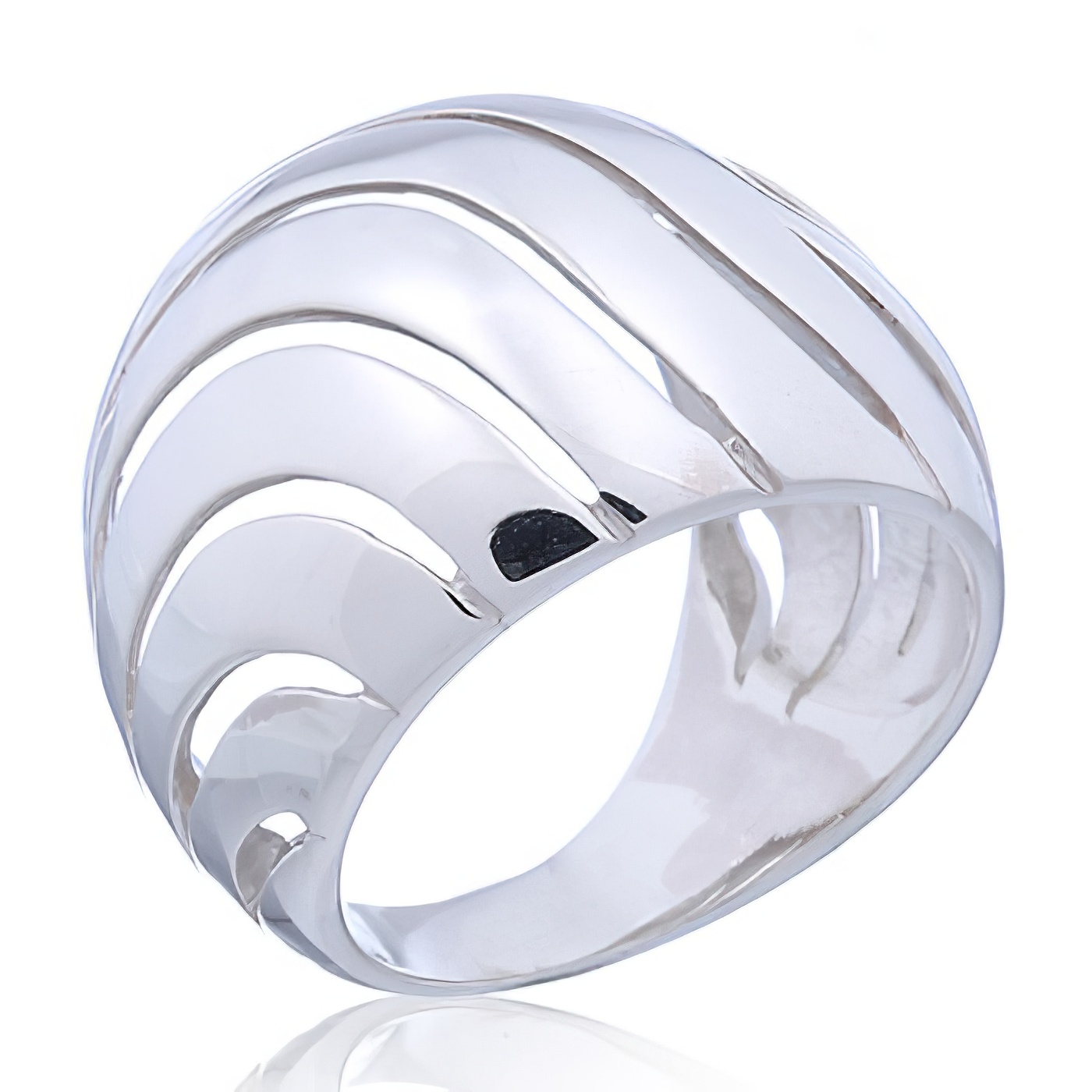 Bold Convexed Ring Open Wavy Pattern Sterling Silver Design by BeYindi 