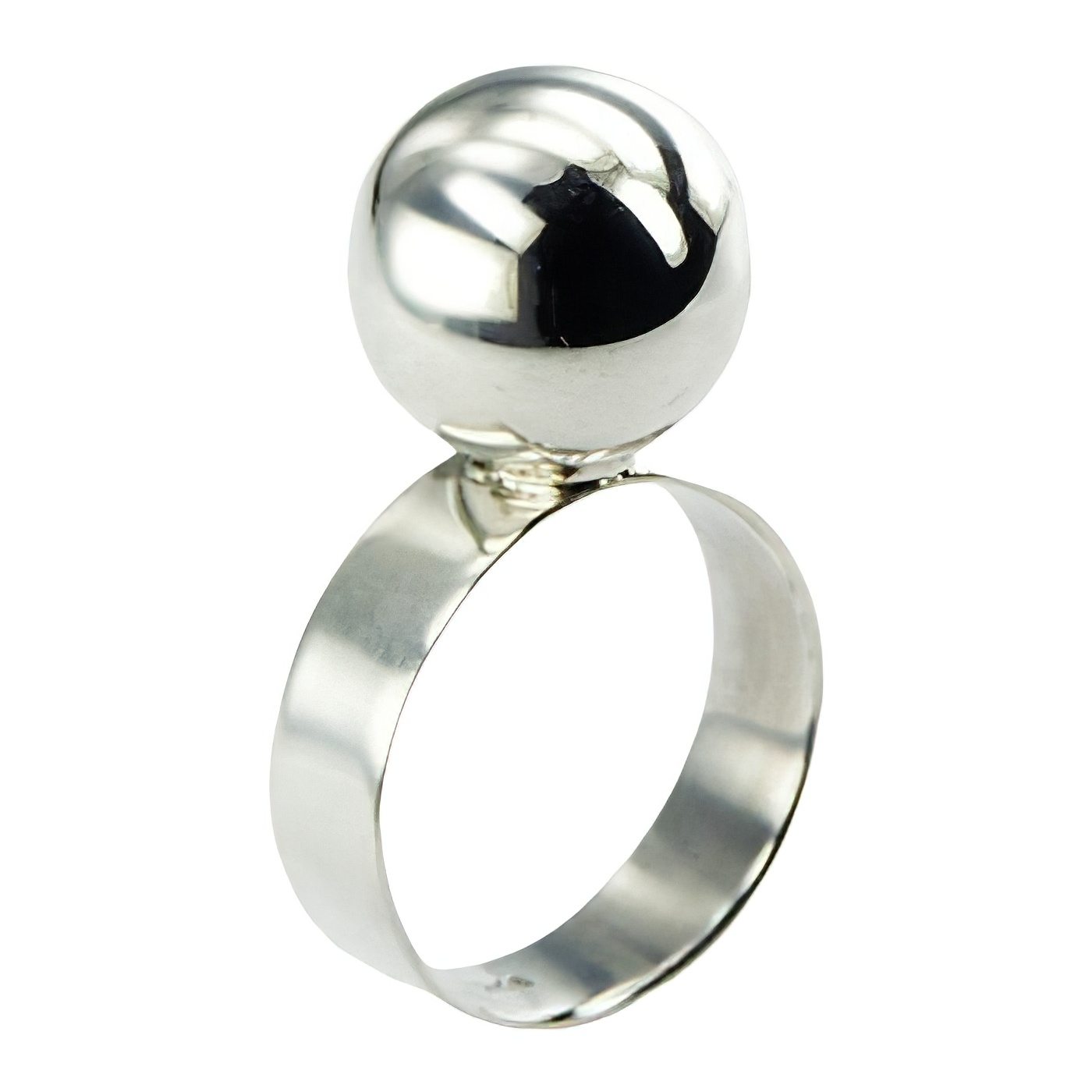 Plain Sterling Silver Band Topped By Charming Shiny Sphere by BeYindi 