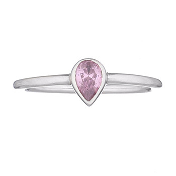 Teardrop Pink Cubic Zirconia 925 Silver Ring by BeYindi 