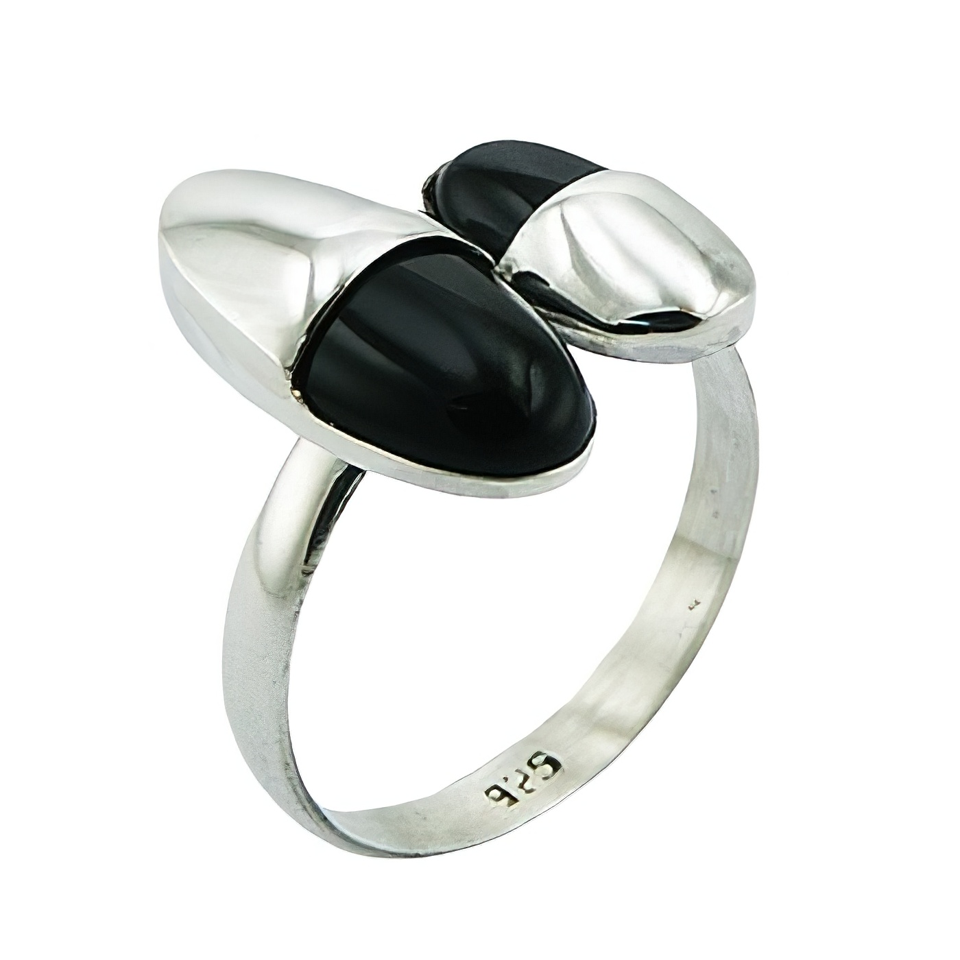 High-End Fashion Combo Black Agate Gems Sterling Silver Ring by BeYindi 