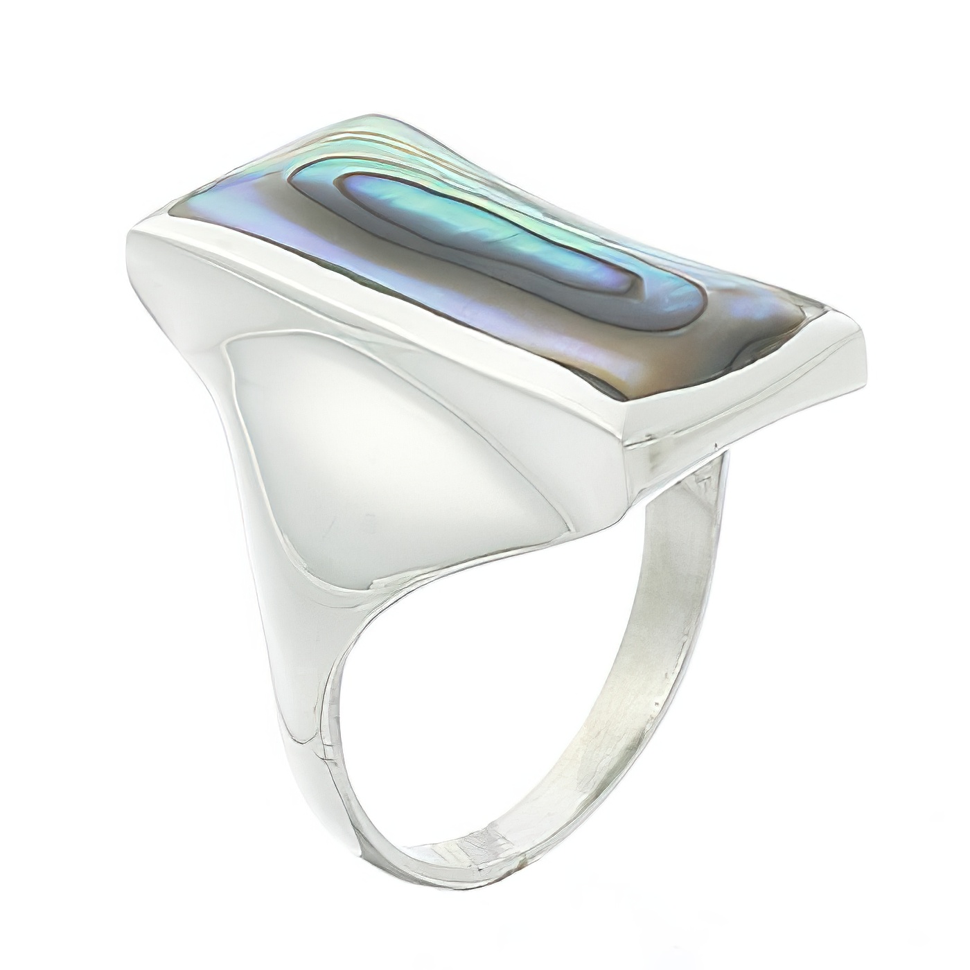 Rectangular Tapered Sterling Silver Abalone Ring by BeYindi 