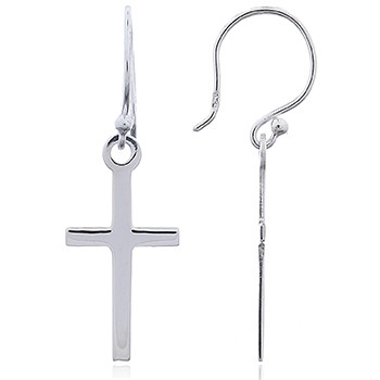 Sterling Silver Cross Dangle Earrings Simplistic Design by BeYindi 