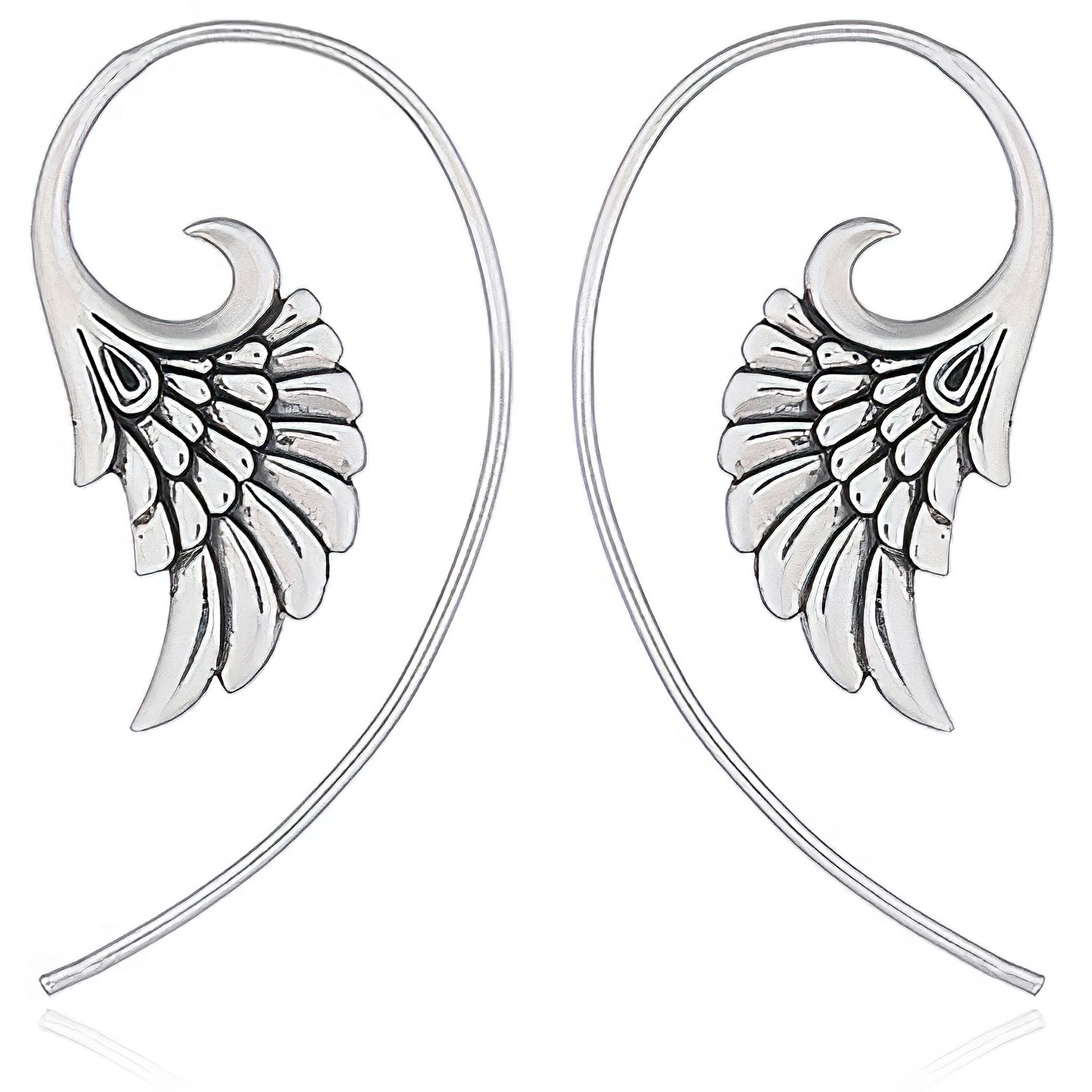 Spread Out Silver Wing Drop Earrings by BeYindi 