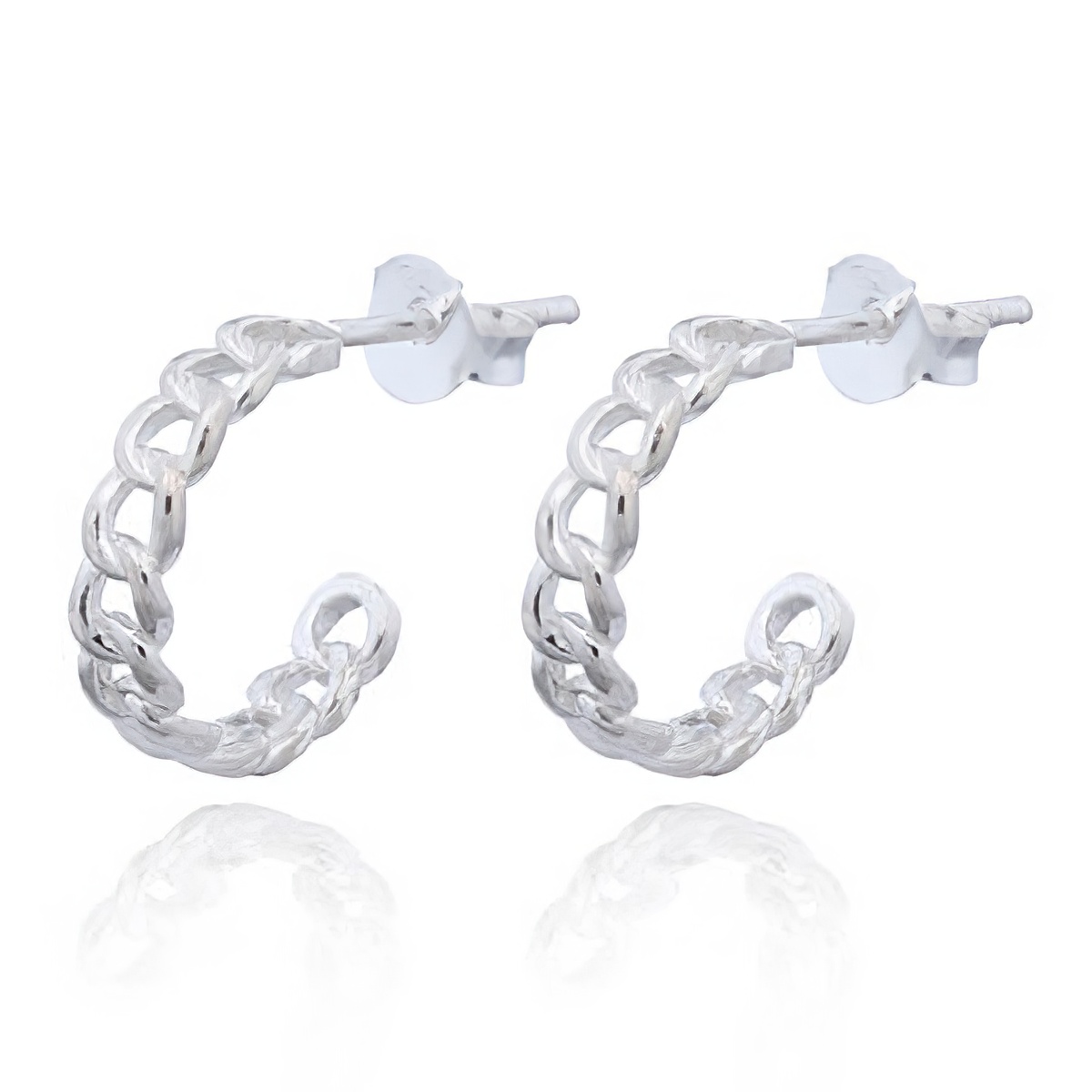 Twined Link Curve Silver Stud Earrings by BeYindi 