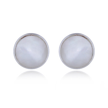 7mm Round Mother of Pearl Sterling Silver Stud Earrings by BeYindi 