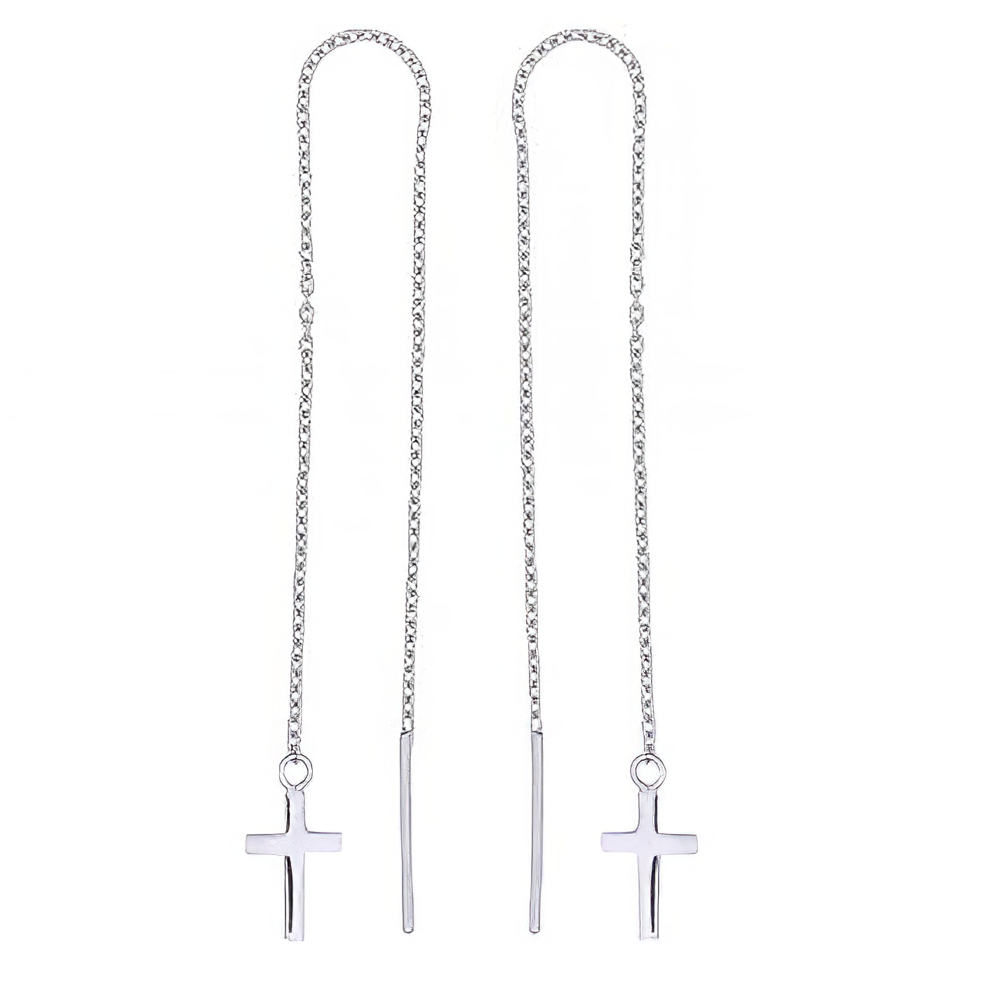 Christian Cross Sterling Silver Threader Earrings by BeYindi 