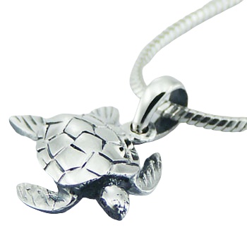 Highly Polished Sterling Silver Turtle Pendant by BeYindi 