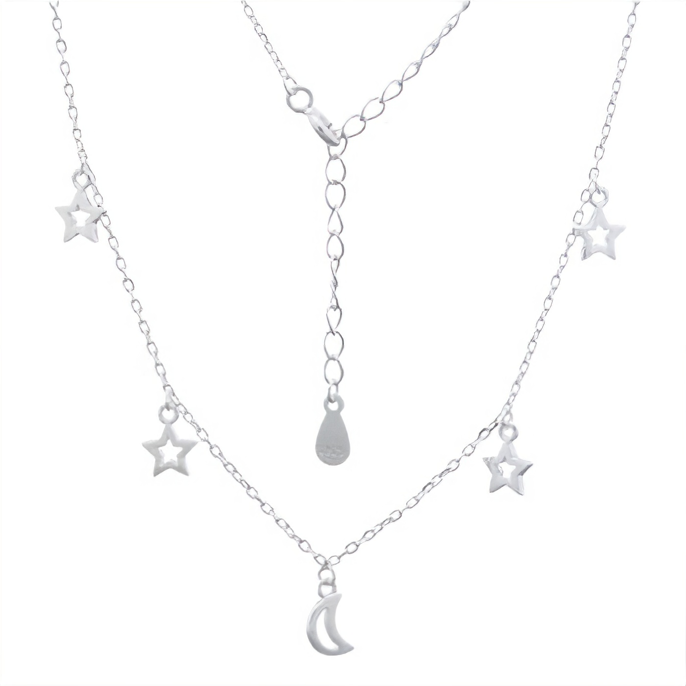Figured Moon And Stars Silver Plated 925 Chain Necklace by BeYindi 