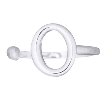 Openable Letter O Silver Plated 925 Plain Ring by BeYindi 