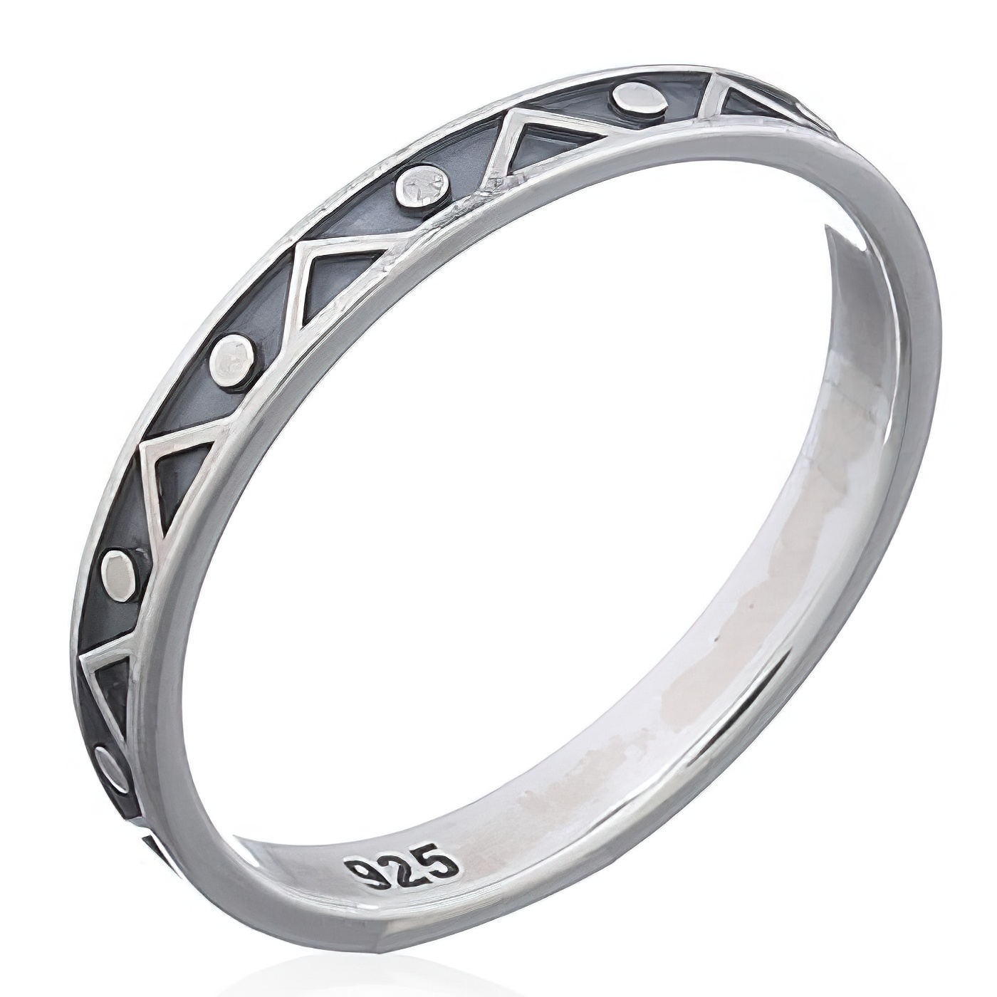 Angular Wave Line With Dots In Sterling 925 Ring by BeYindi 