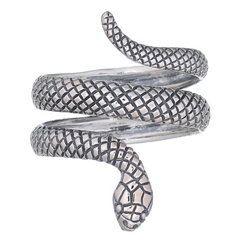925 Silver Coiled Snake Oxidized Ring by BeYindi 