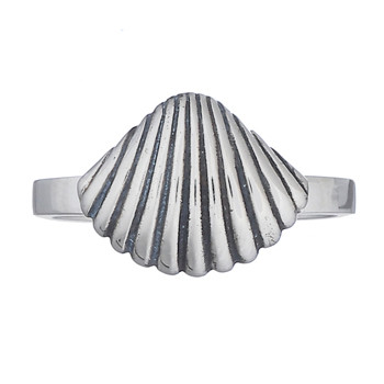 Oxidized 925 Silver Clam Shell Ring by BeYindi 