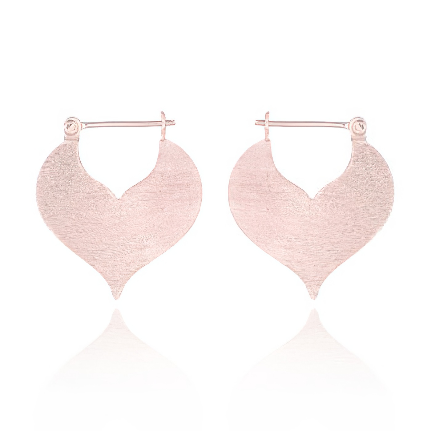 Heart Brushed Finished Rose Gold 925 Hoop Earrings by BeYindi 