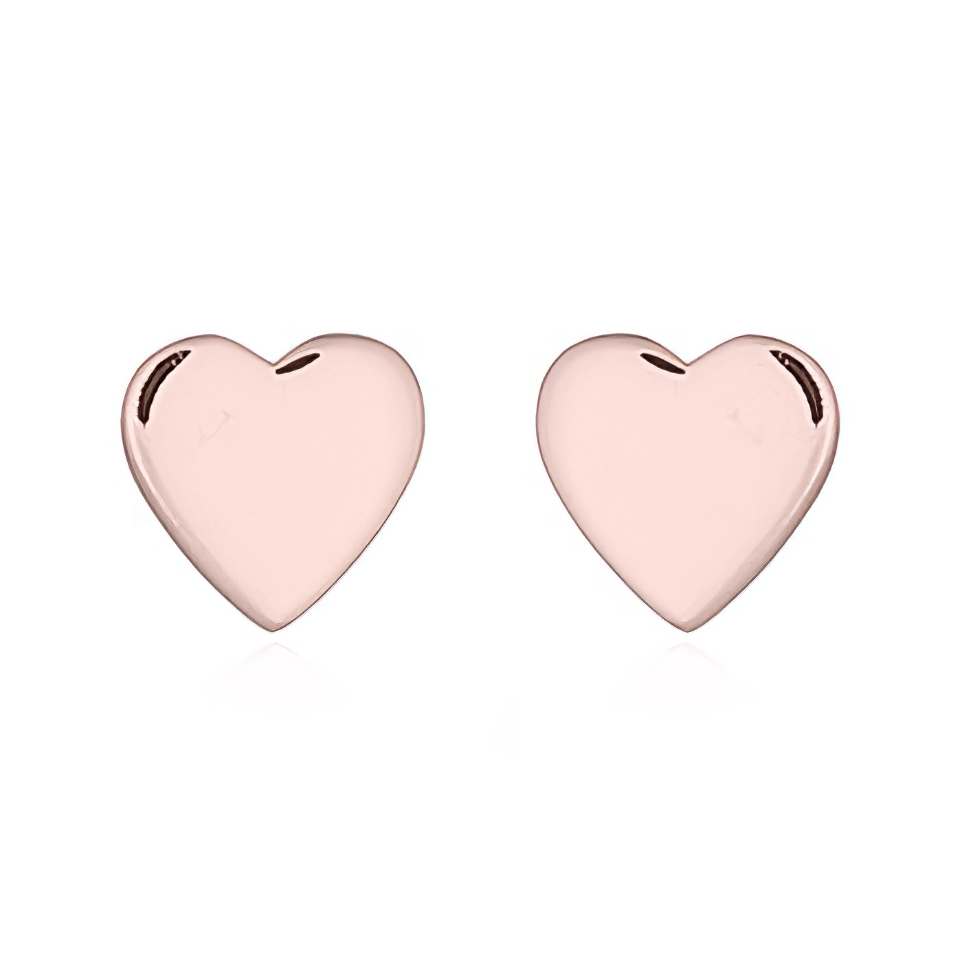 Little Plain Heart Silver 925 Stud Rose Gold Plated Earrings by BeYindi 