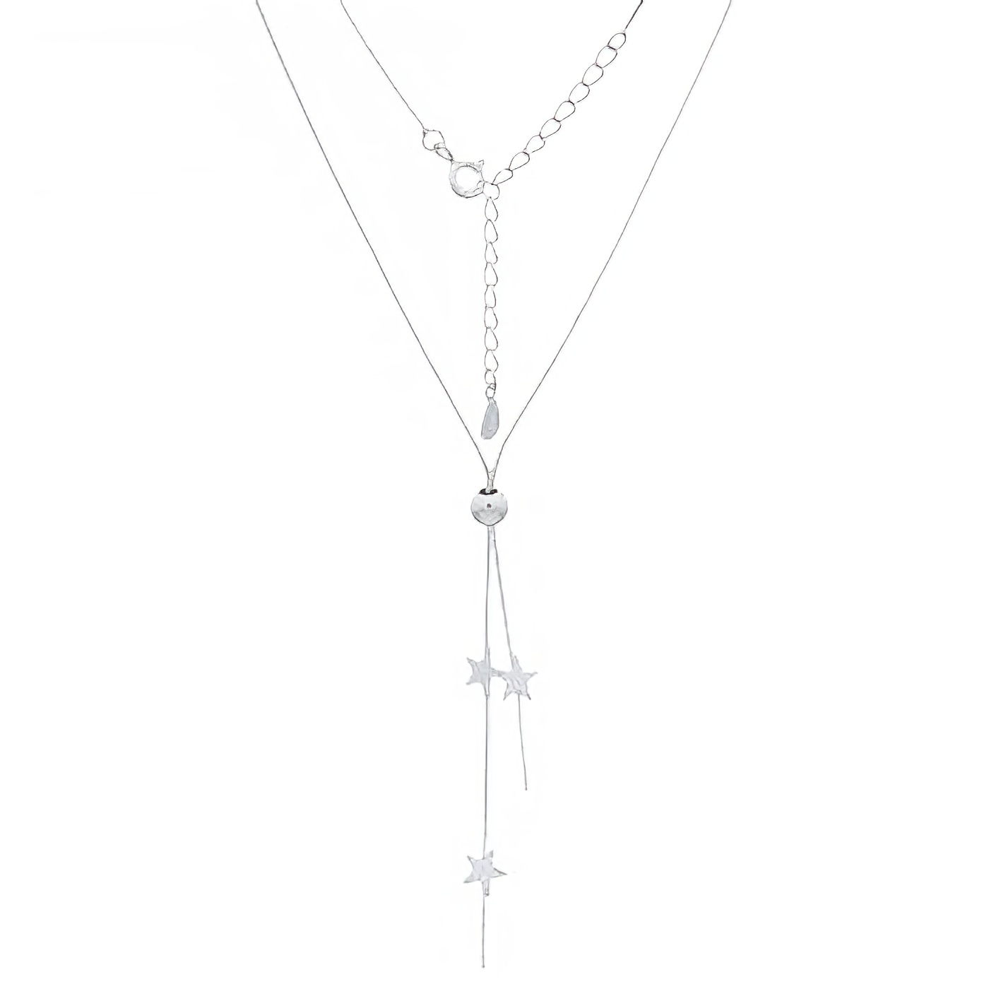 Stars Threaded Adjustable Silver Plated 925 Necklace by BeYindi 