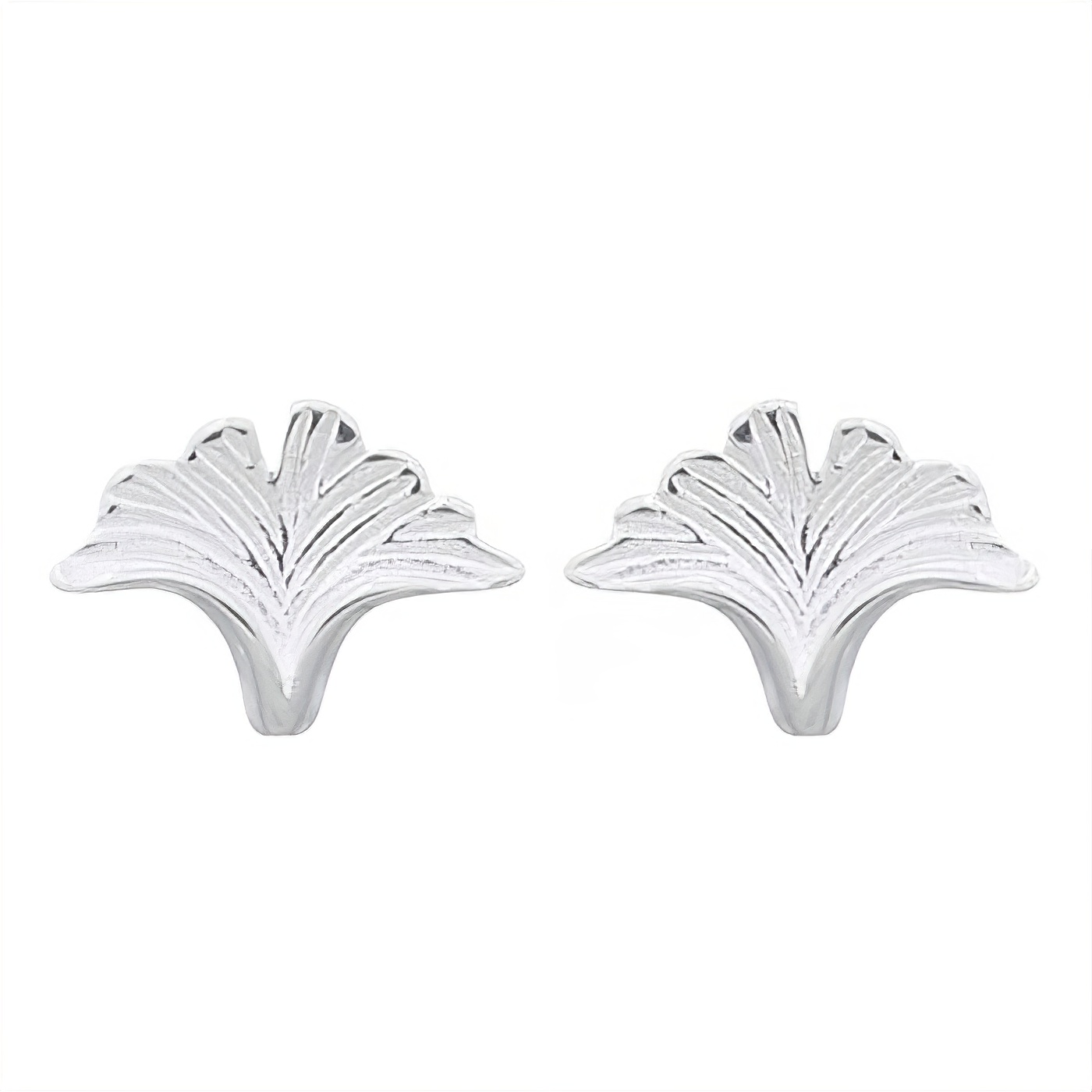 Ginkgo Silver Leaf 925 Stud Earrings by BeYindi 