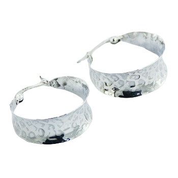 Hammered Sterling Silver Hoop Earrings Concaved Tapered Chic by BeYindi 