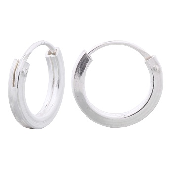 Flat Square Wire Middle Concave 925 Silver Hoop Earrings by BeYindi 