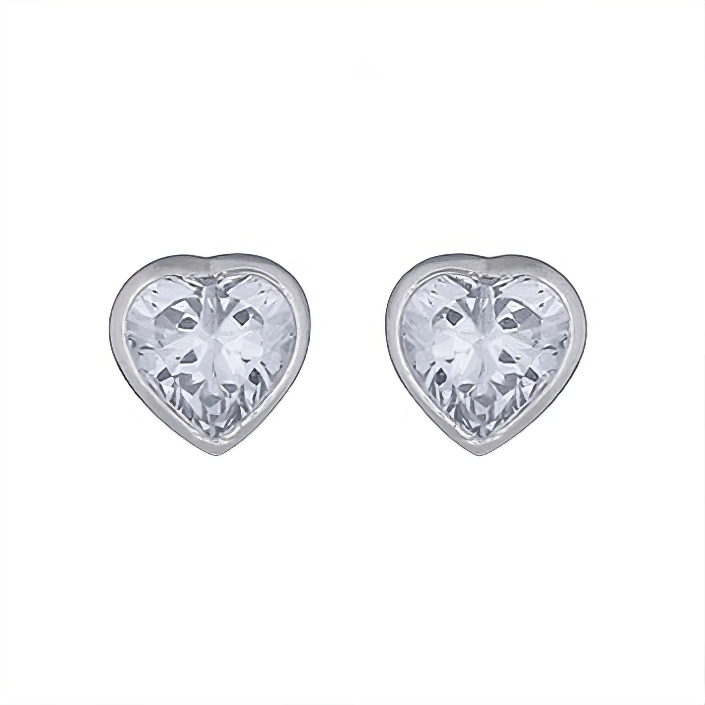 Heart Faceted Clear Cubic Zirconia Stud Earrings by BeYindi 