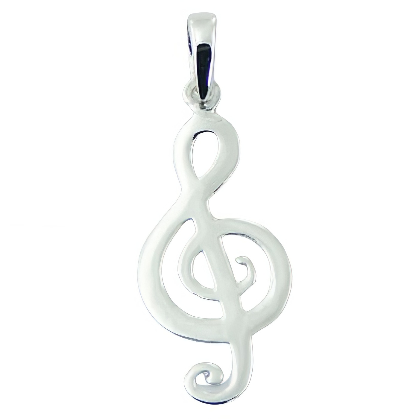 925 Sterling Silver Pendant Shiny G-Clef Musical Symbol by BeYindi 