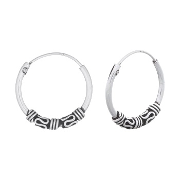 Wave Lines In Wrapped Wires Bali Small Hoop Earrings Silver 925 by BeYindi 