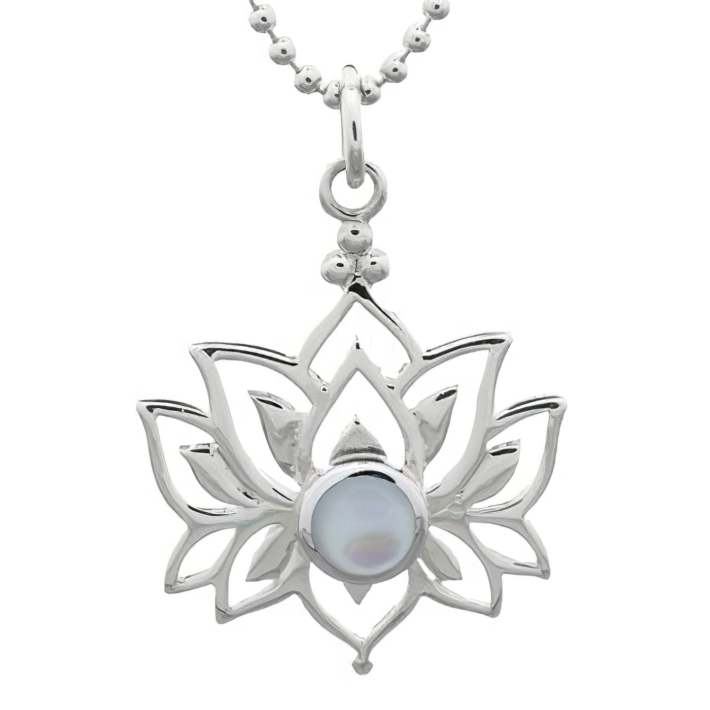 Mother Of Pearl Lotus Lay Out Silver Pendant by BeYindi 
