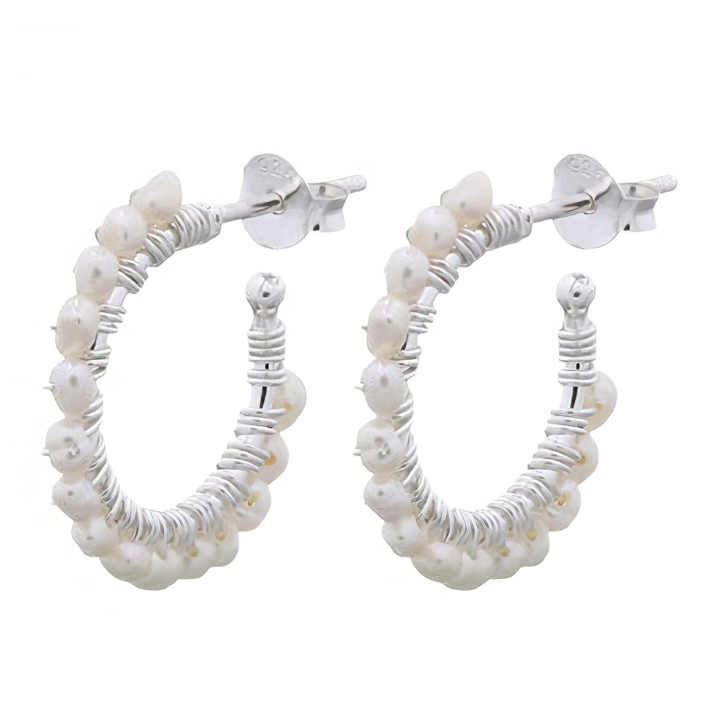 Freshwater Pearls Hook Sterling Silver Stud Earrings by BeYindi 