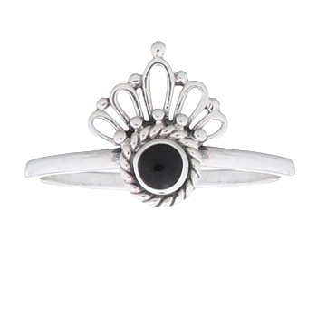 Elegant Black Stone Crown Women Ring 925 Silver by BeYindi 