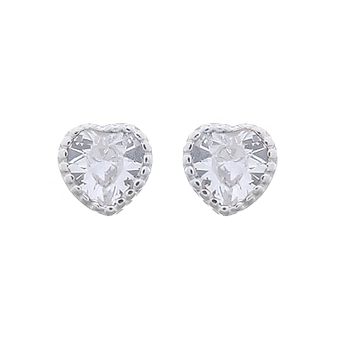 Tiny Delightful Heart With White CZ 925 Silver Stud Earrings by BeYindi 