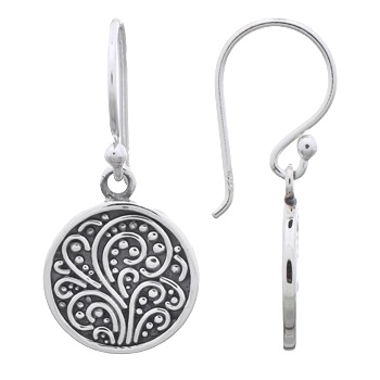 Stunning Ornamented Disc Dangle 925 Sterling Silver by BeYindi 