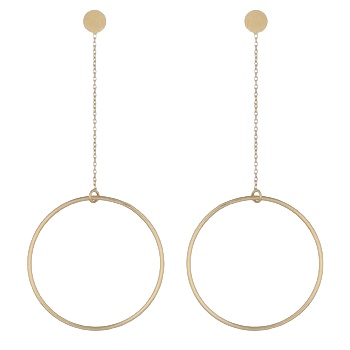 Circle Swing Yellow Gold Silver Stud Earrings by BeYindi 