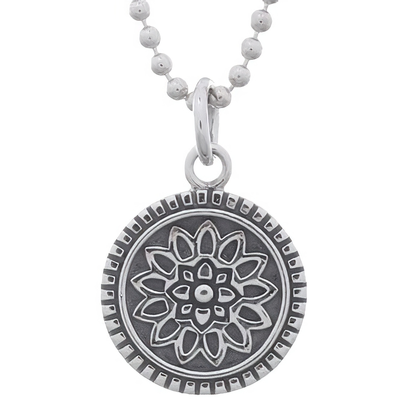 Mini Ornamented Mandala Flower 925 Silver Pendant by BeYindi 