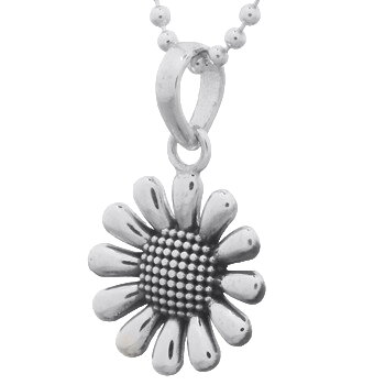 Oxidized Daisy flower 925 Silver Pendant by BeYindi 
