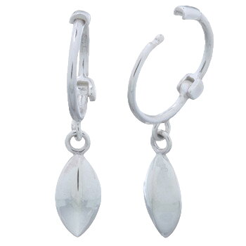 Marquise Drop Charm 925 Silver Huggie Hoops Earrings by BeYindi 2