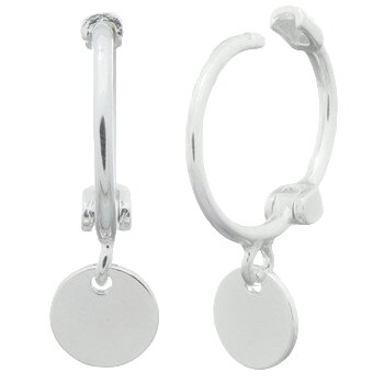 Mini Hoop Hanging Disc Silver 925 Huggie Earrings by BeYindi 2