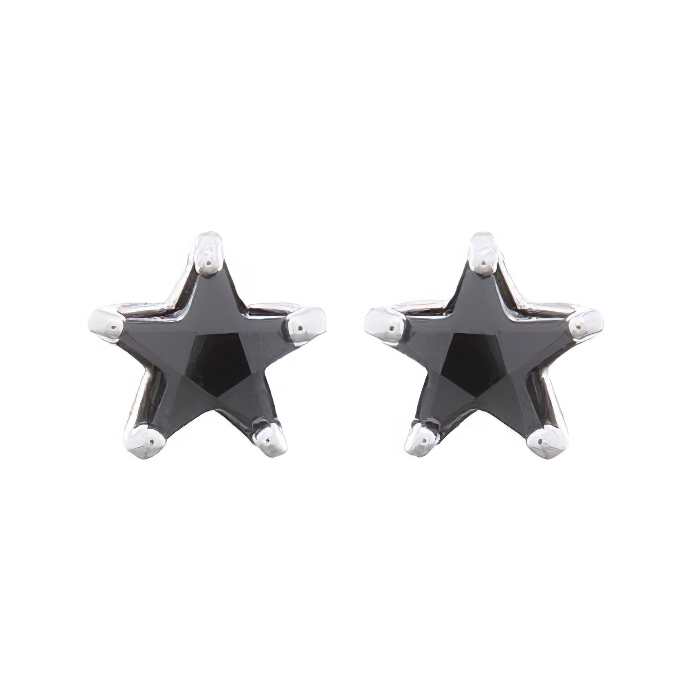 Pave Star Five MM Black CZ Stud Earrings 925 Silver by BeYindi 