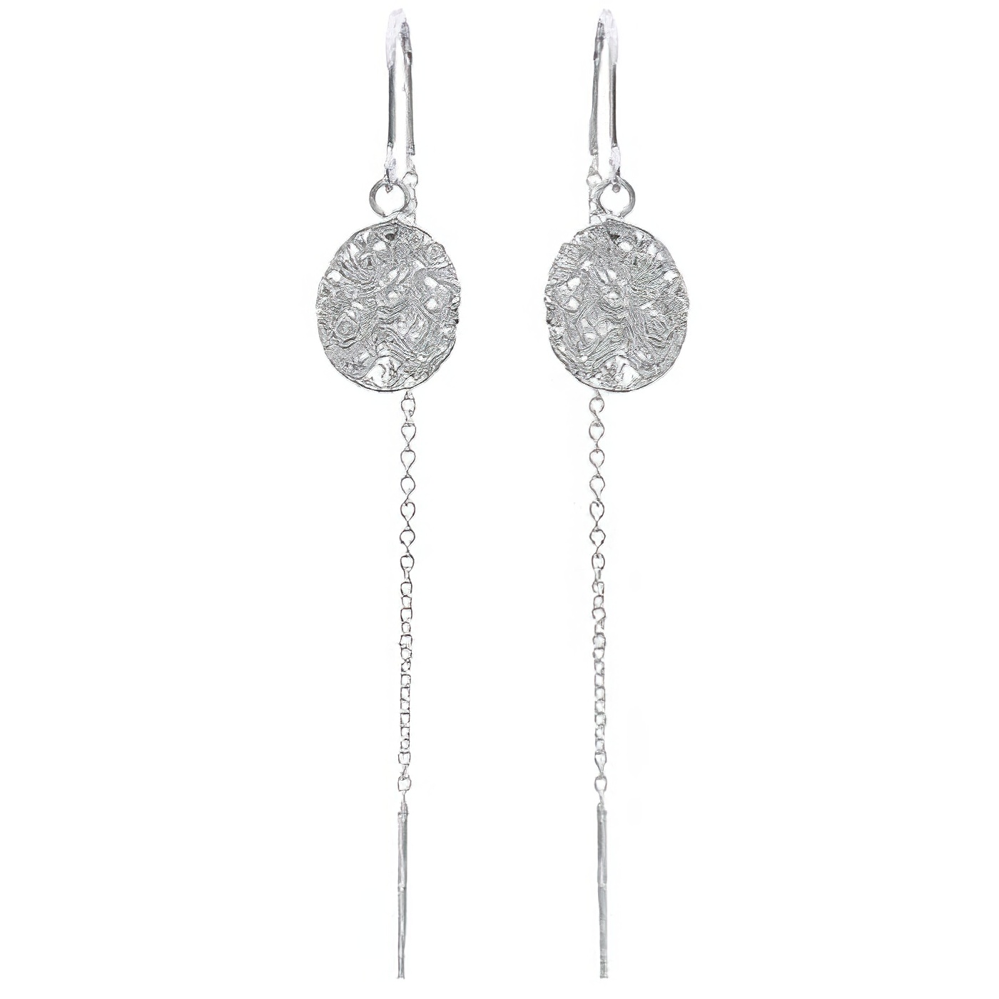 Oval Tangled Flat Wire 925 Silver Threader Earrings by BeYindi 