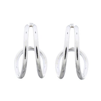 Double Unique Hoop 925 Silver Stud Earrings by BeYindi 